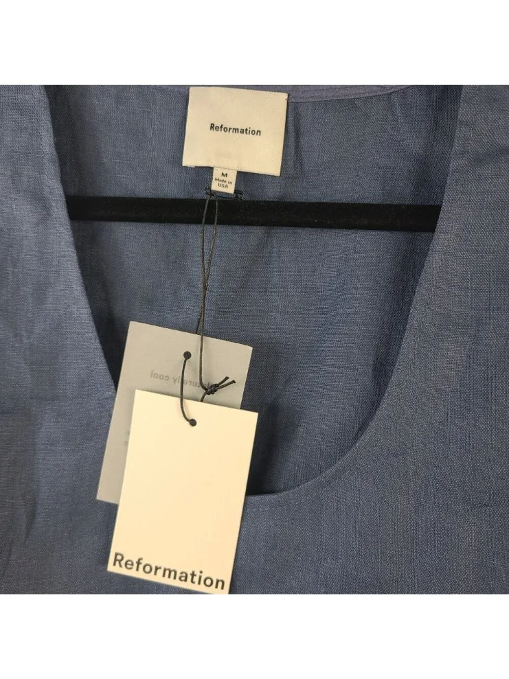 NEW Reformation Blue Linen Tank Top & Wide-Leg Pants Set Sleeveless Women's Sz M